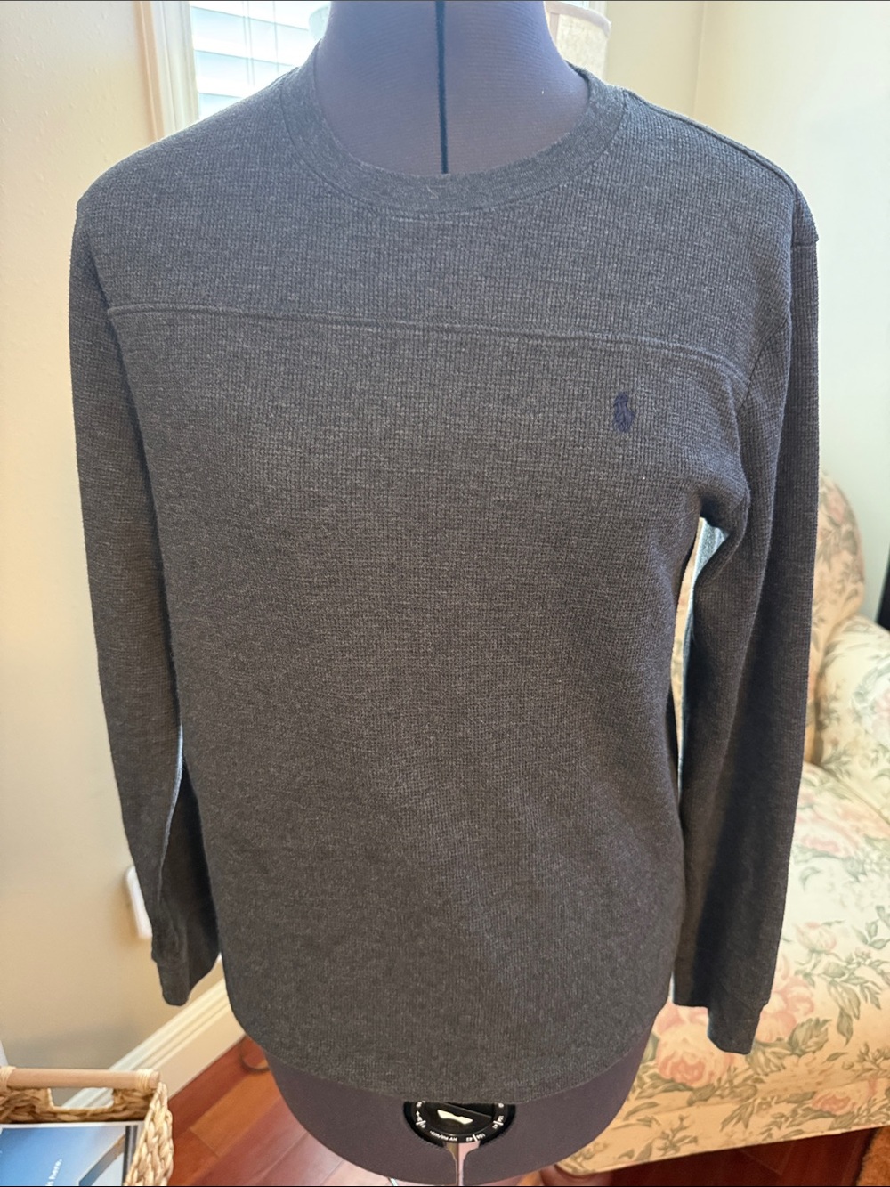 Ralph Lauren Charcoal Gray Crewneck Knit Sweater